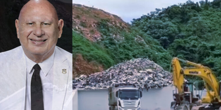 Las terrenas“ Tras denuncias de Comunitarios  del Sector Paraiso de Eva, por la alta contaminación del Vertedero Municipal  el Senador Pedro Catrain, gestiona camiones.