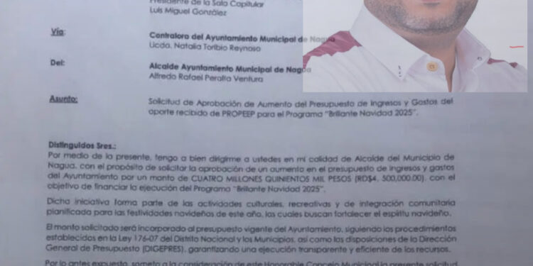 Nagua.Alcalde Municipal Alfredo Rafael  Peralta Ventura sometió al Concejo Municipal la aprobación de RD$4.5 millones para “Brillante Navidad 2025”