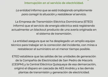 Apagón general afecta la Republica Dominicana completa.