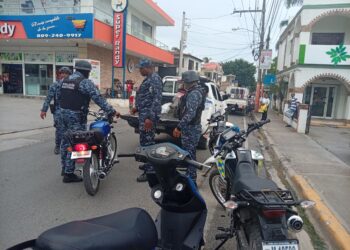 Policia Nacional realiza operativo de revisión de vehículo en Las Terrenas